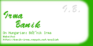 irma banik business card